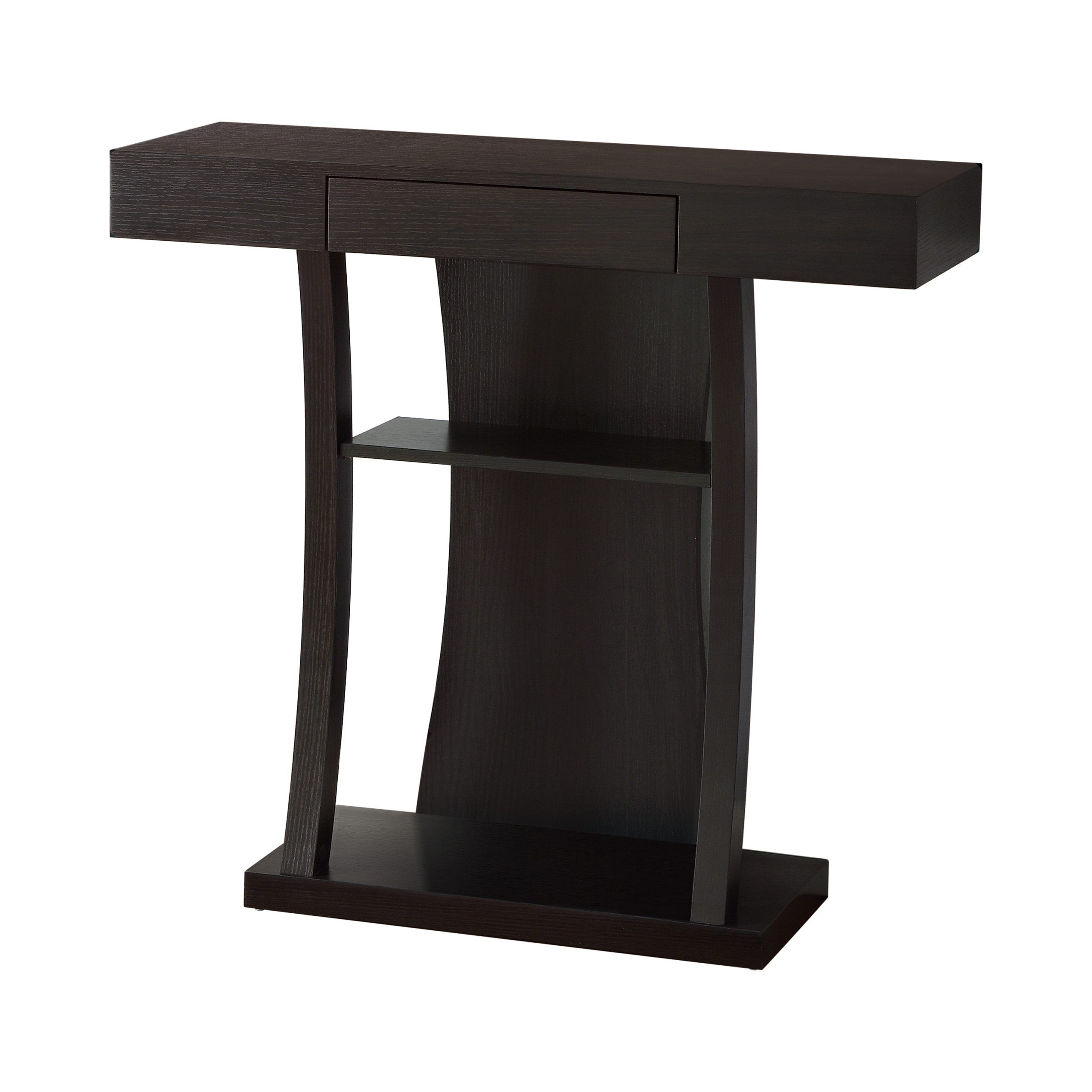 2-Shelf Rectangular Console Table Cappuccino - Walmart.com throughout Cappuccino Entry Hall Console Table With Storage Shelf