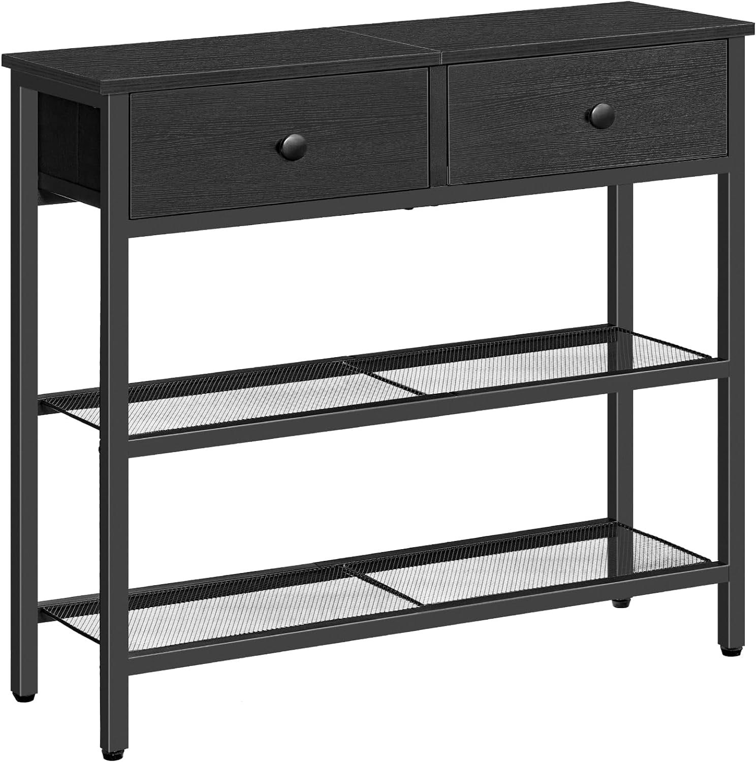 29.5" Narrow Console Table With 2 Fabric Drawers, Small Entryway Table ... in Understanding the Practical Benefits of Narrow Console Tables with Three Storage Drawers in Espresso Finish