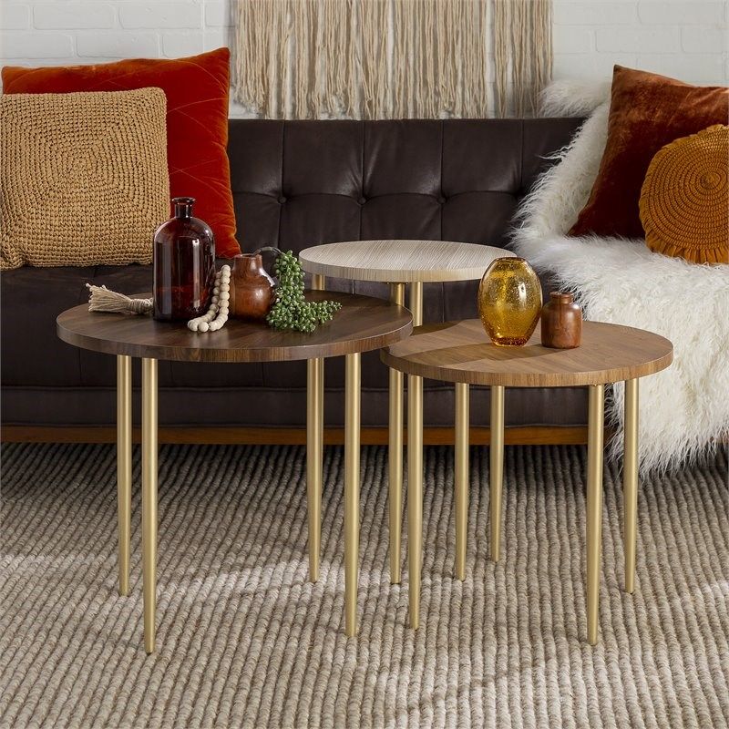 3 Piece Round Nesting Coffee Table Set - Dark Walnut - Af3Pnestctdw regarding Styling Your Home with the Practical Elegance of Fabienne Nesting Tables