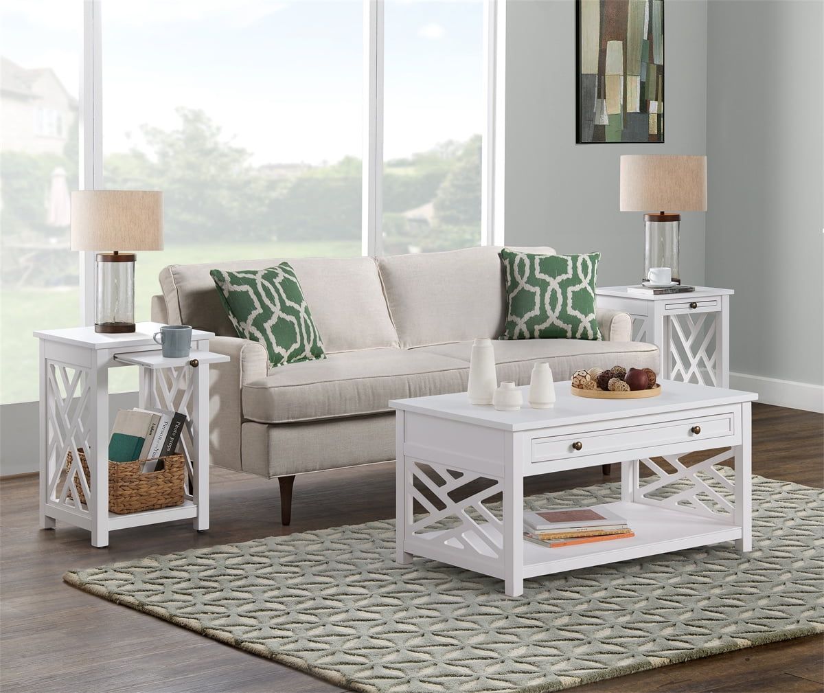 36 Inch Coffee Table With Drawer And Two End Tables With Tray Shelf, Modern And Simple Style ... regarding Understanding the Coventry White Coffee Table Set Its Practicality and Style