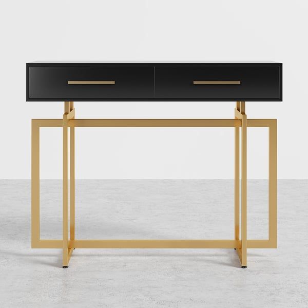47.2&amp;quot; Modern Narrow Black Console Table With Storage Drawers And Metal ... pertaining to The Art of Choosing the Right Console Table for Your Home Décor Style