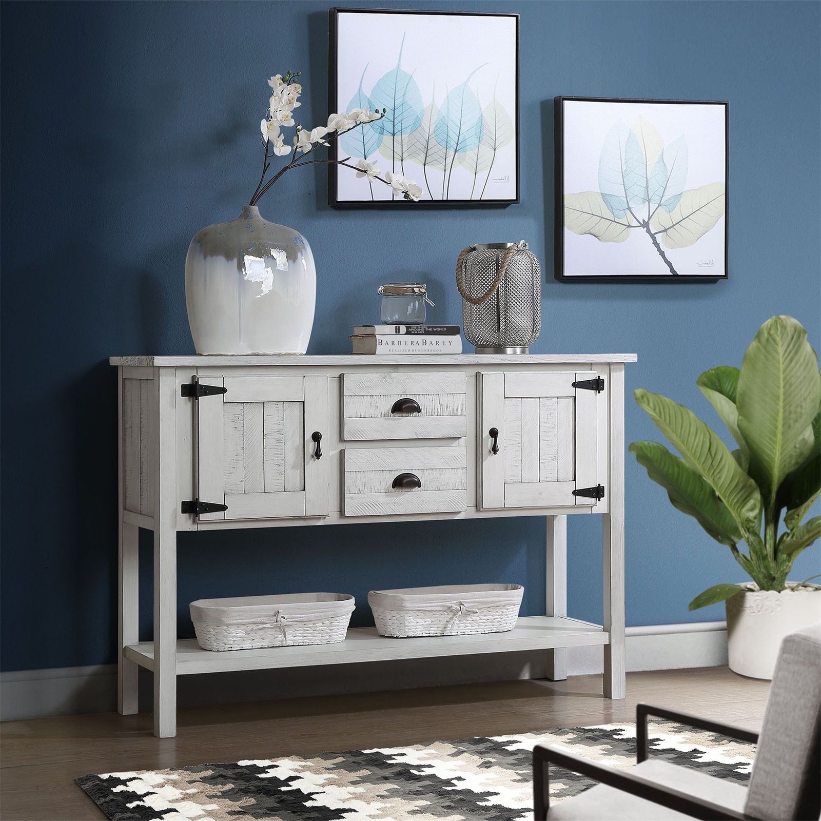 48'' Solid Wood Sideboard Console Table, Retro Style Storage Dining ... within Understanding the craftsmanship behind Gewnee 48'' solid wood sideboard console tables