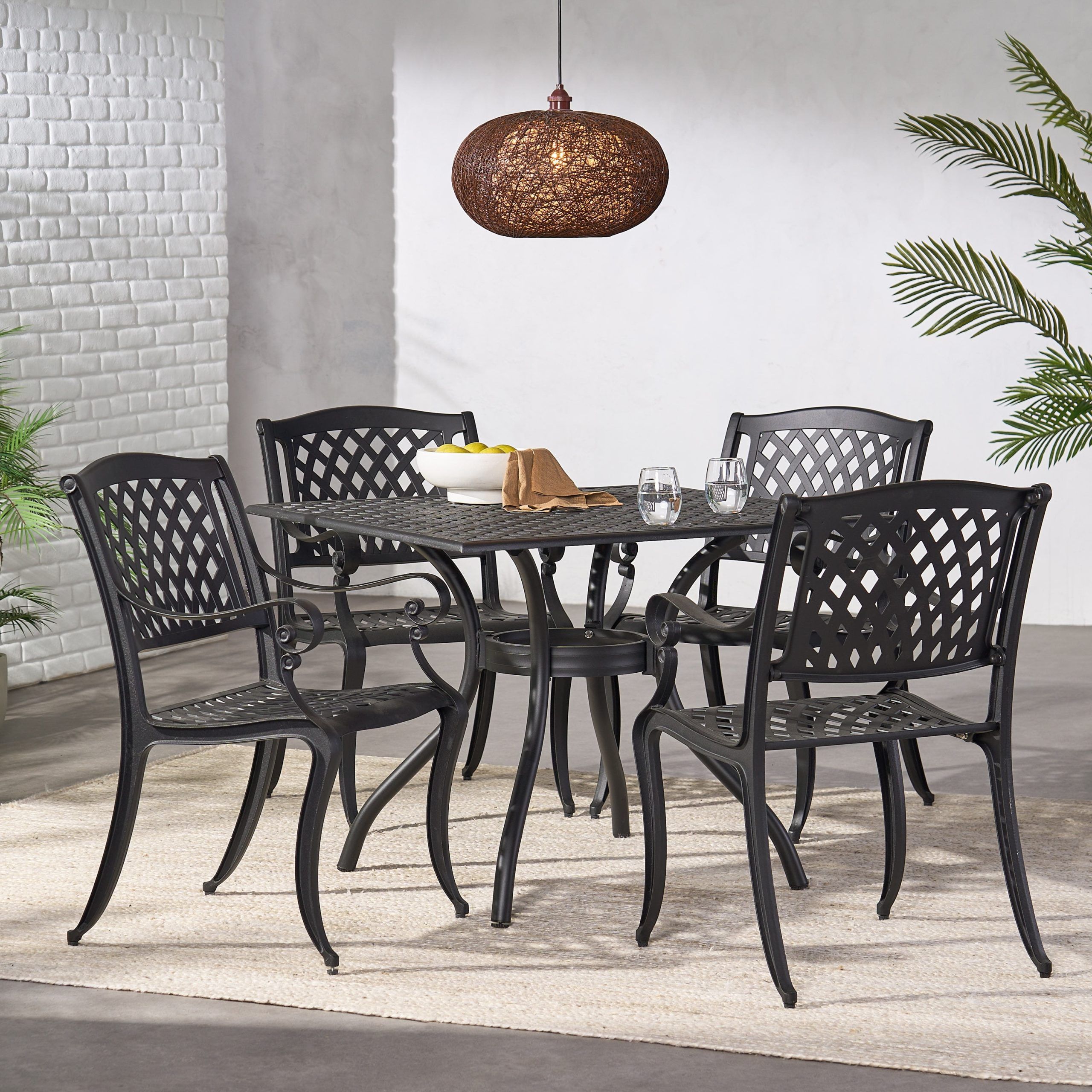 5-Piece Cast Aluminum Black Sand Outdoor Dining Set - Walmart.com regarding Making the Most of Gatherings with Your Marietta Outdoor Dining Set