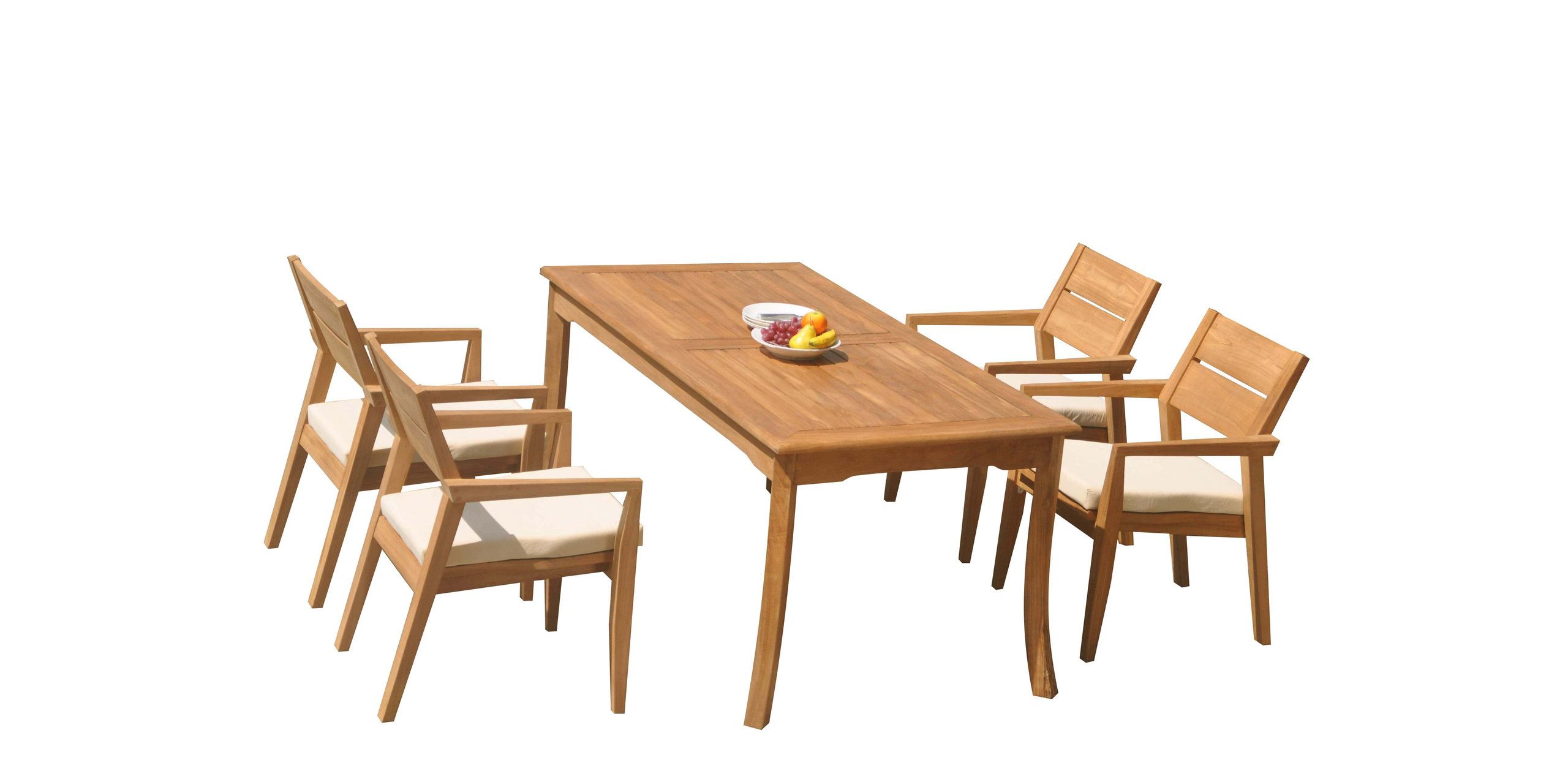5-Piece Outdoor Teak Dining Set: 60" Rectangle Table, 4 Celo Stacking ... with Choosing the Perfect 60" Teak Table and Arbor Chair Set