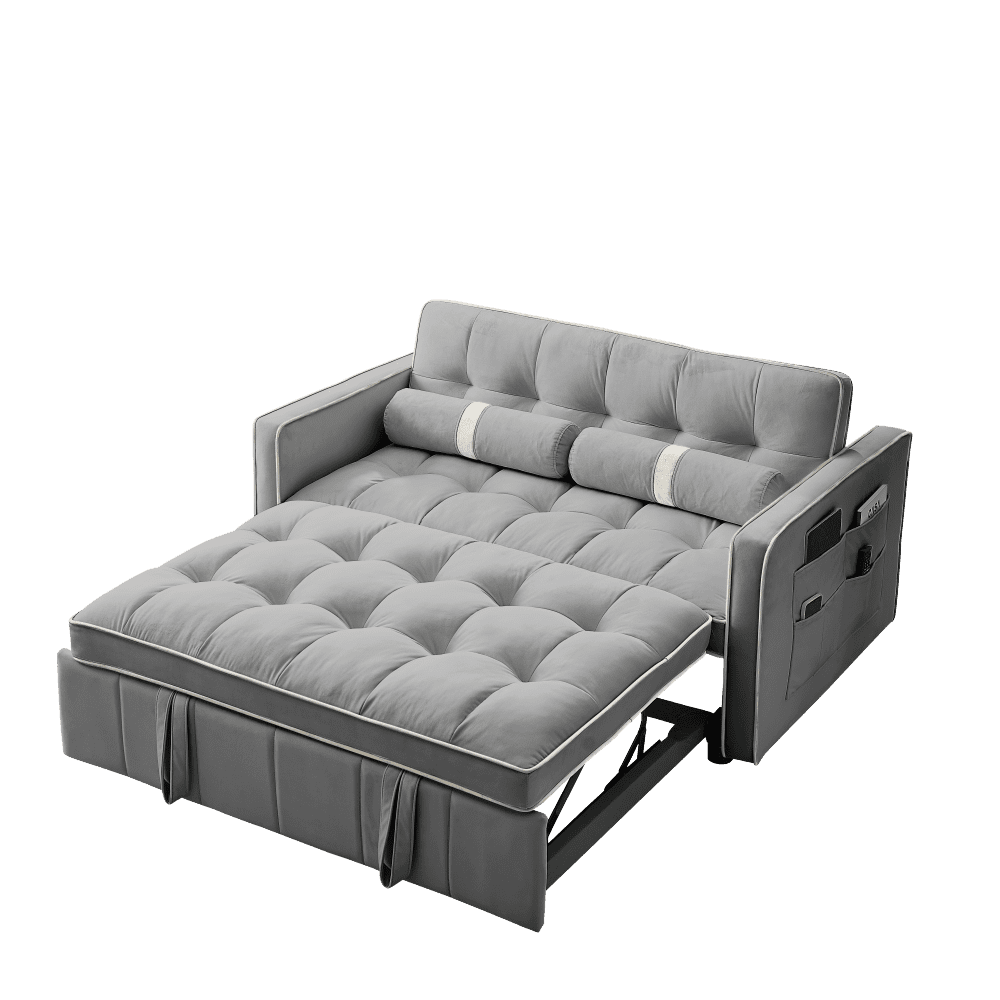 55.5 Inch Pull Out Sofa Bed, Velvet Love Seat Couch, Modern Love Seat ... intended for Tateus 55.5" Twins Pull Out Sofa Bed Velvet For Small Room Black