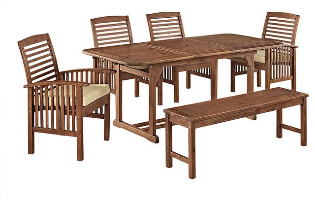 6-Piece Acacia Patio Dining Set With Cushions - Transitional - Outdoor ... with regard to 6-Piece Acacia Patio Dining Set With Cushions, Brown