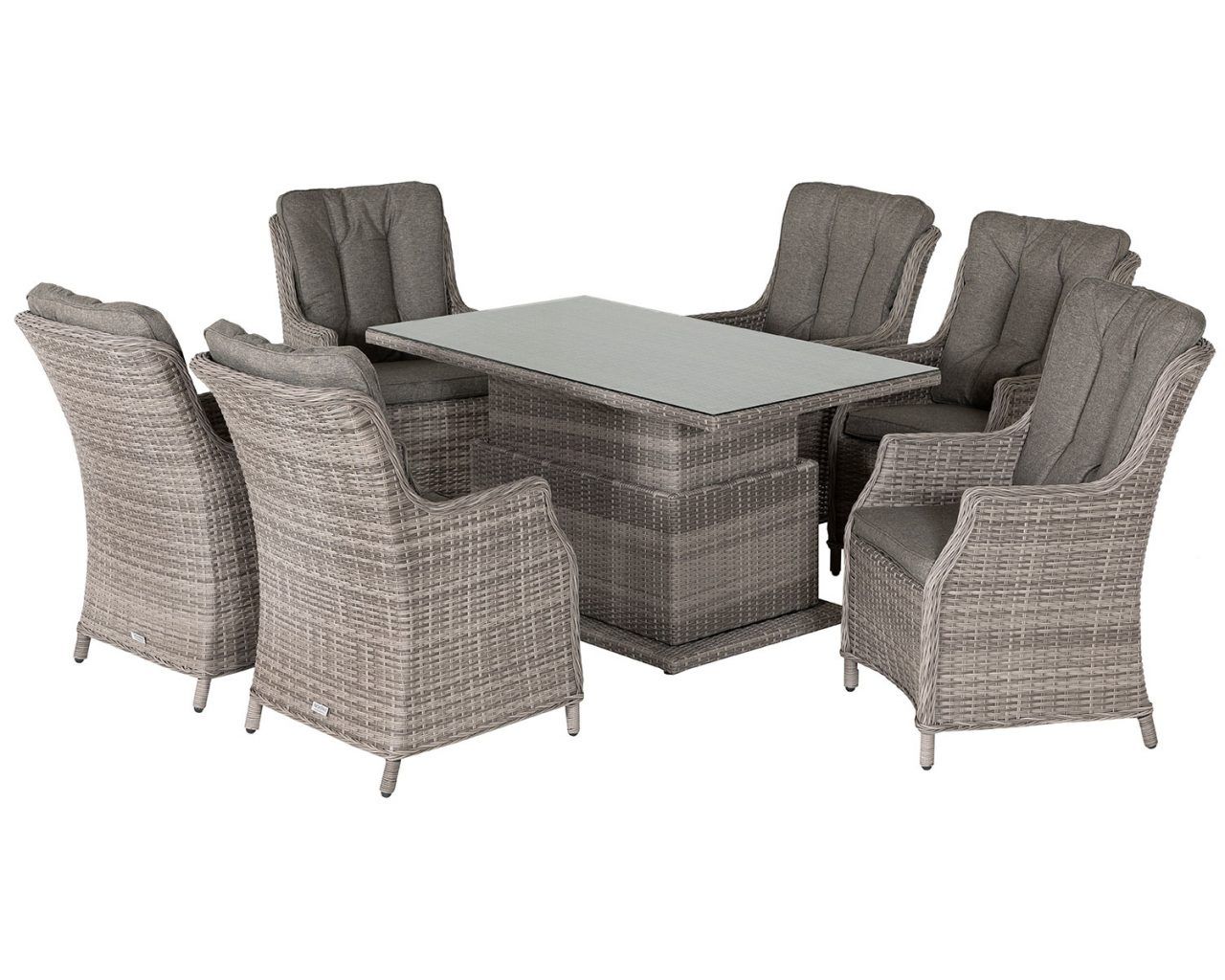 6 Seat Rattan Garden Dining Set With Adjustable Height Table In Grey ... regarding Exploring the aesthetics of gray toned outdoor seating