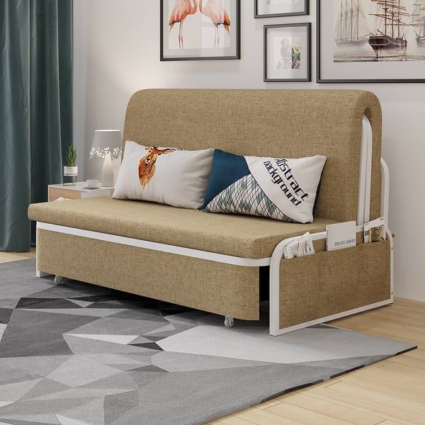 60" Modern Khaki Convertible Sofa Bed With Storage Cotton &amp; Linen ... with Understanding the versatility of modern convertible sofa bed designs