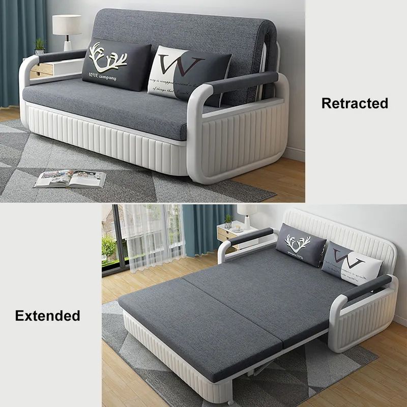 62" Modern Deep Gray Convertible Sleeper Sofa Cotton & Linen Upholstery ... inside Modern Convertible Sleeper Sofa Bed Cotton & Linen Upholstery With Storage, Deep Gray, 62.2"W X 32.3"D X 35"H