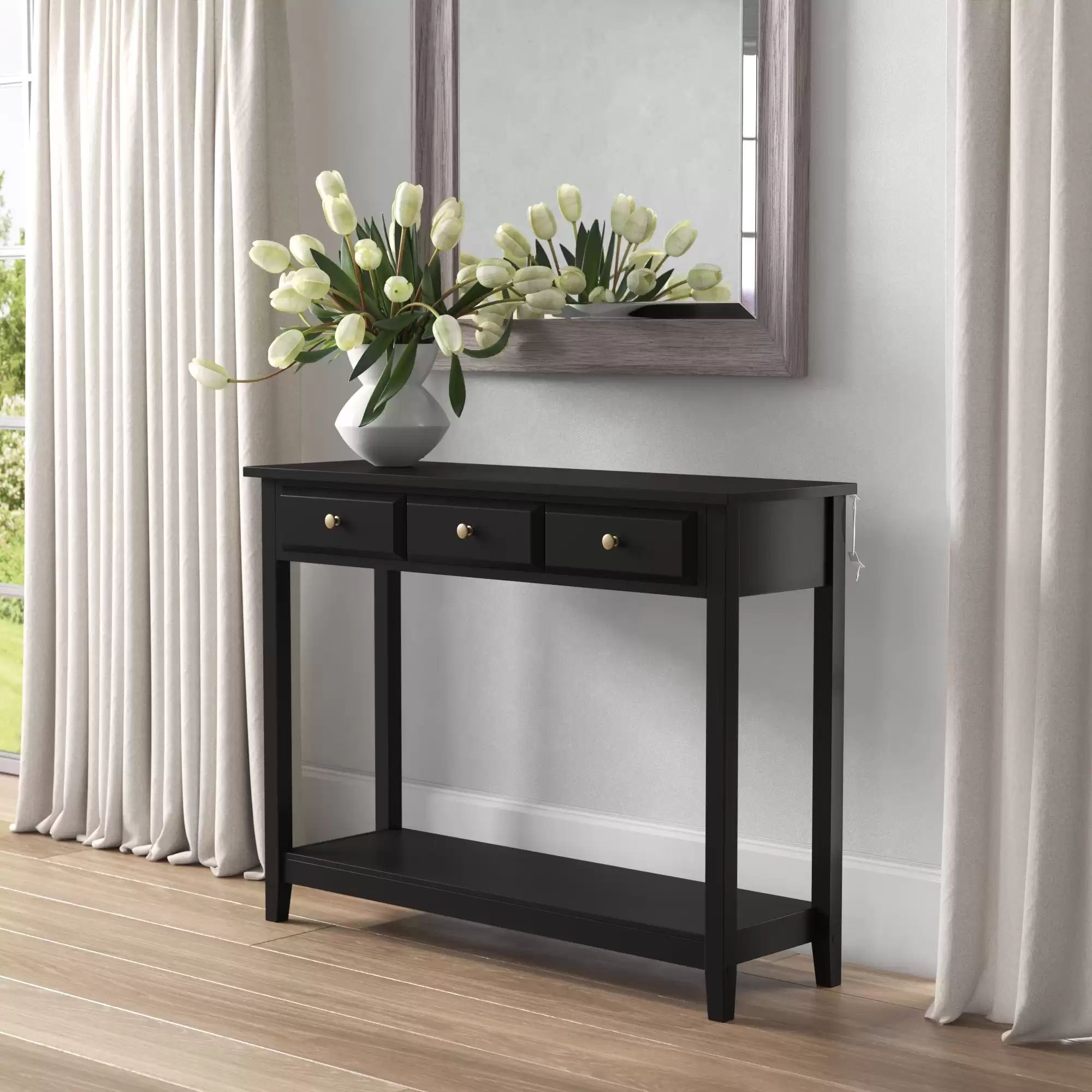 7 Best Black Console Table That Will Add Sophistication To Any Entryway ... for Channing Console Table, Black