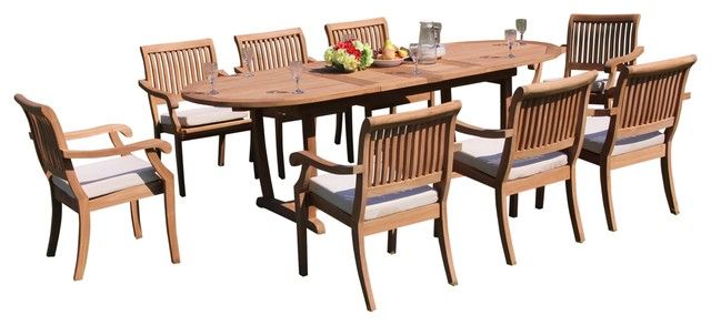 7-Piece Outdoor Teak Dining Set 94" Masc Oval Table, 6 Arbor Stacking ... with 7-Piece Teak Dining Set, 94" Ext Oval Table, 6 Arbor Stacking Armless Chairs