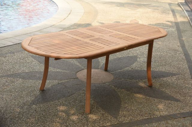 7-Piece Teak Dining Set, 94" Ext Oval Table, 6 Arbor Stacking Armless ... for Maximizing Seating Capacity in Compact Spaces