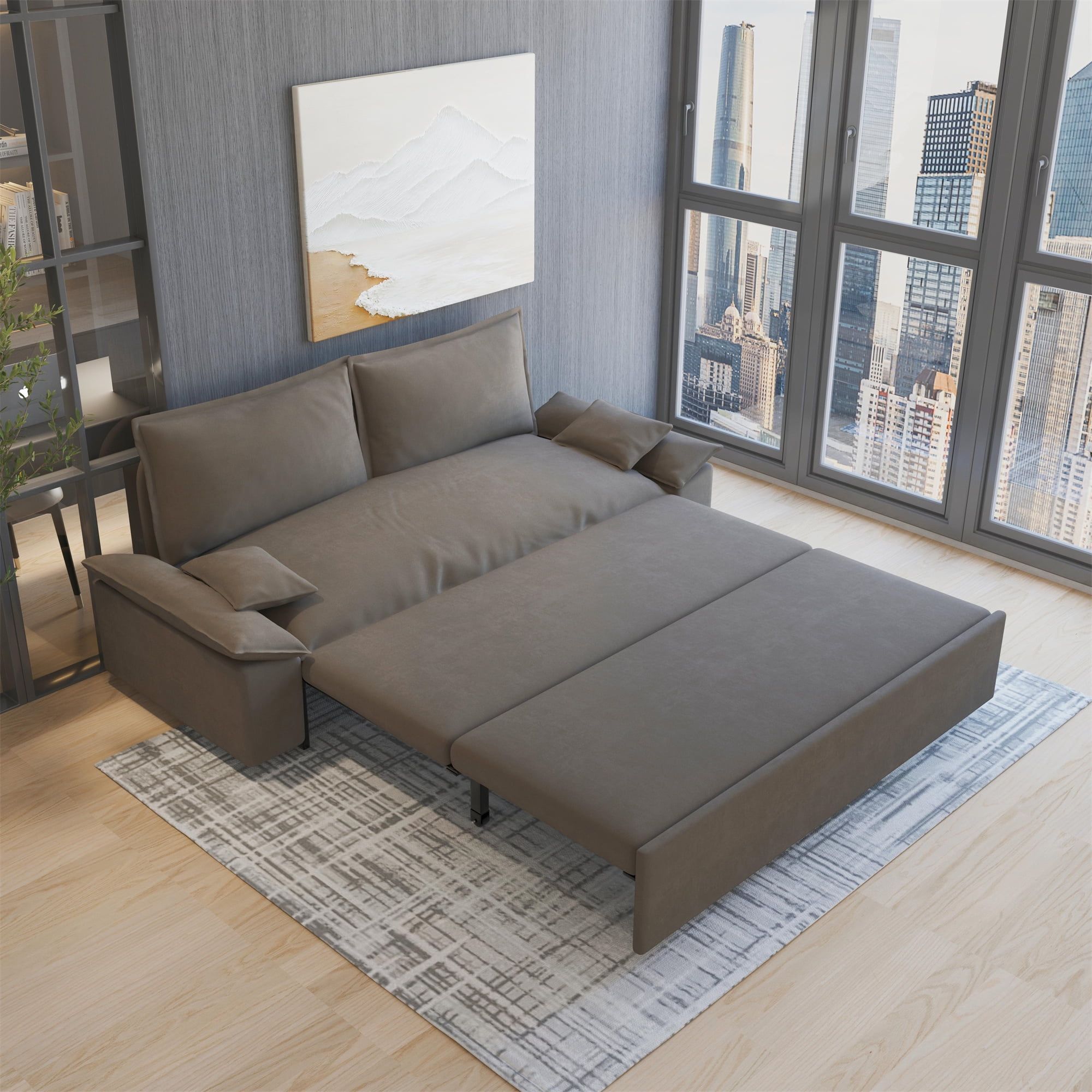 70.1" Queen Pull Out Sofa Bed, 3-In-1 Convertible Sleeper Sofa With ... within Convertible Chenille Sofa Bed With Pull-Out Mattress &amp; Cozy Upholstery, Brown