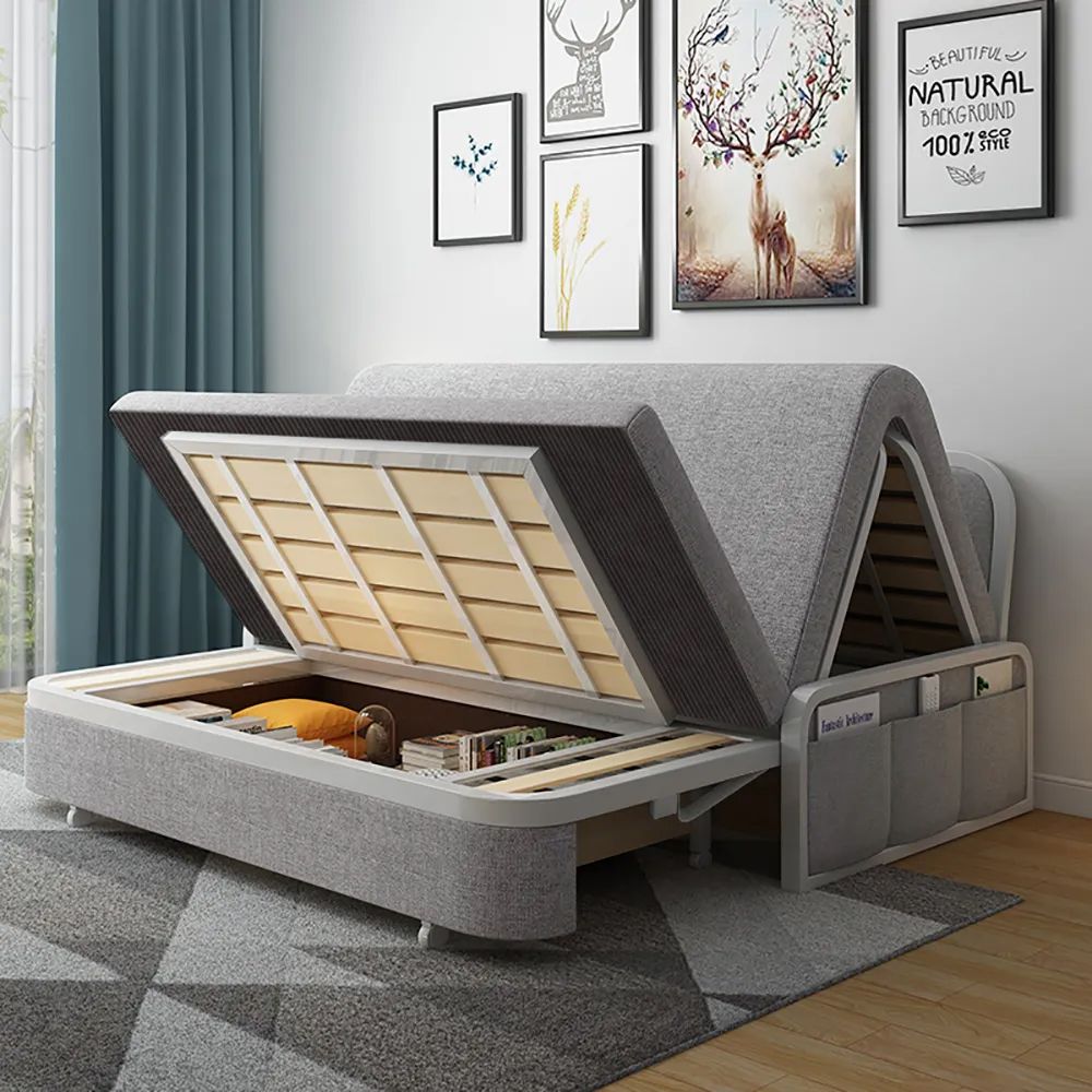 72" Modern Light Gray Cotton Linen Upholstered Convertible Sofa Bed ... regarding Understanding the versatility of modern sleeper sofa bed designs