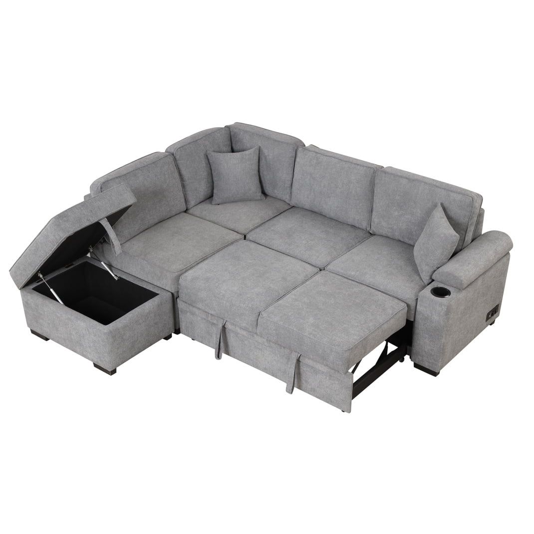 84" Sleeper Sofa Bed,2 In 1 Pull Out Sofa Bed With Storage Ottoman,L ... pertaining to Parkview Sleeper Sectional With Storage
