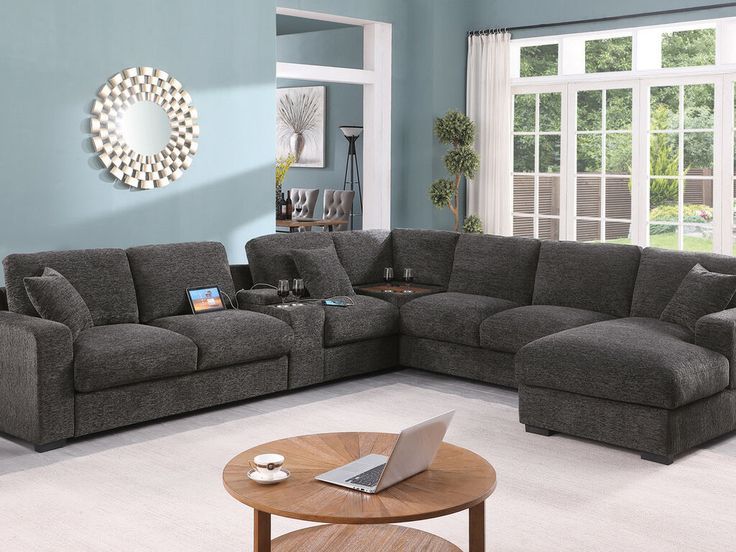 89296 6 Pc Celine Grey Chenille Fabric Modular Sectional Sofa Set With ... for Celine 128"W Chenille Corner Sectional Sofa, Charcoal