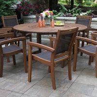 9-Piece Eucalyptus Round Lazy Susan Dining Set With 8 Stacking Sling ... regarding Why a Eucalyptus Round Dining Set Pairs Beauty with Durability
