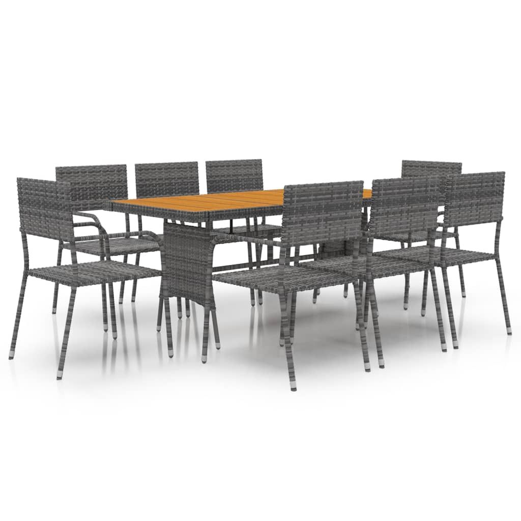 9 Piece Outdoor Dining Set Poly Rattan Grey – לקנות במחירים נמוכים ... for Junction 9-Piece Outdoor Wicker Rattan Dining Set, Gray White