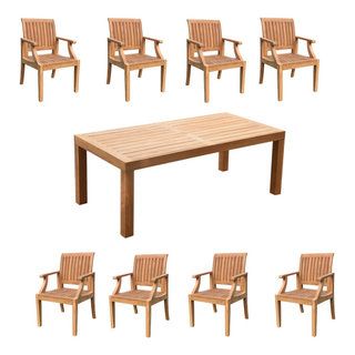 9-Piece Outdoor Teak Dining Patio Set: 86" Rectangle Table & 8 Lagos ... within Maximizing Comfort and Style Your 86" Teak Table and Montana Chairs