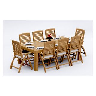 9-Piece Outdoor Teak Dining Set: 86" Rectangle Table, 8 Ashley Folding ... regarding 9-Piece Outdoor Teak Dining Set, 86" Rectangle Table, 8 Montana Stacking Chair
