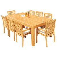 9-Piece Outdoor Teak Dining Set: 86" Rectangle Table, 8 Hari Stacking ... regarding 9-Piece Outdoor Teak Dining Set, 86" Rectangle Table, 8 Montana Stacking Chair