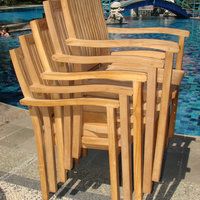 9-Piece Outdoor Teak Dining Set: 86" Rectangle Table, 8 Leveb Stacking ... throughout Maximizing Comfort and Style Your 86" Teak Table and Montana Chairs