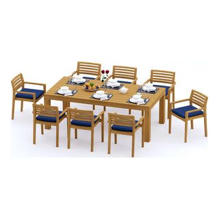 9-Piece Outdoor Teak Dining Set, 86" Rectangle Table, 8 Montana ... inside Maximizing Comfort and Style Your 86" Teak Table and Montana Chairs