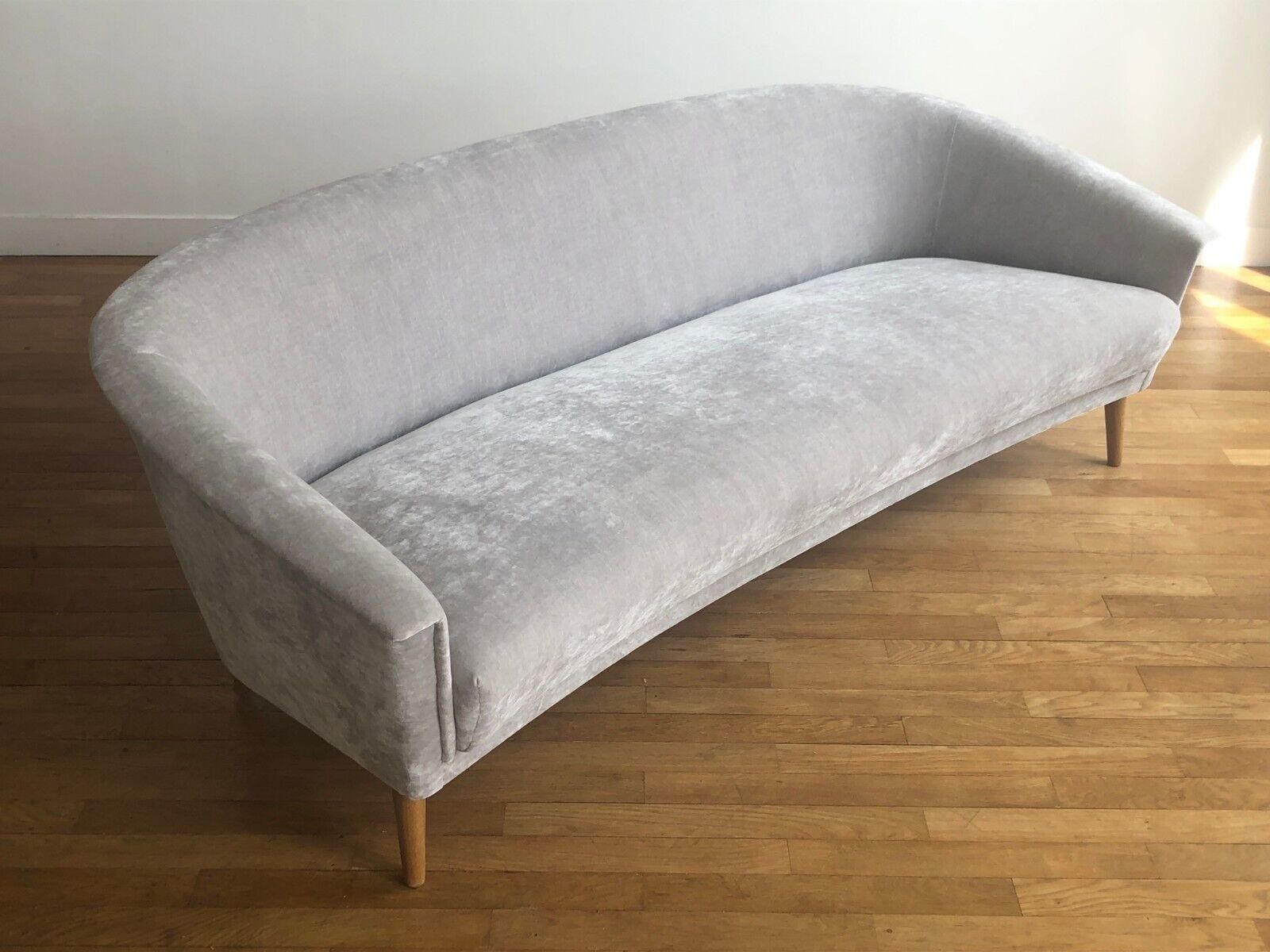A Modernist Mid-Century-Modern Free-Form Grey Velvet Sofa, France, 1950 ... throughout The Mid-Century Charm of a Tufted Grey Velvet Sofa Bed Explained