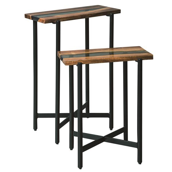 Alaterre Rivers Edge Brown Acacia Accent Table Set - 2-Piece Awre0120N ... pertaining to Creating Visual Interest with Natural Materials in Furniture