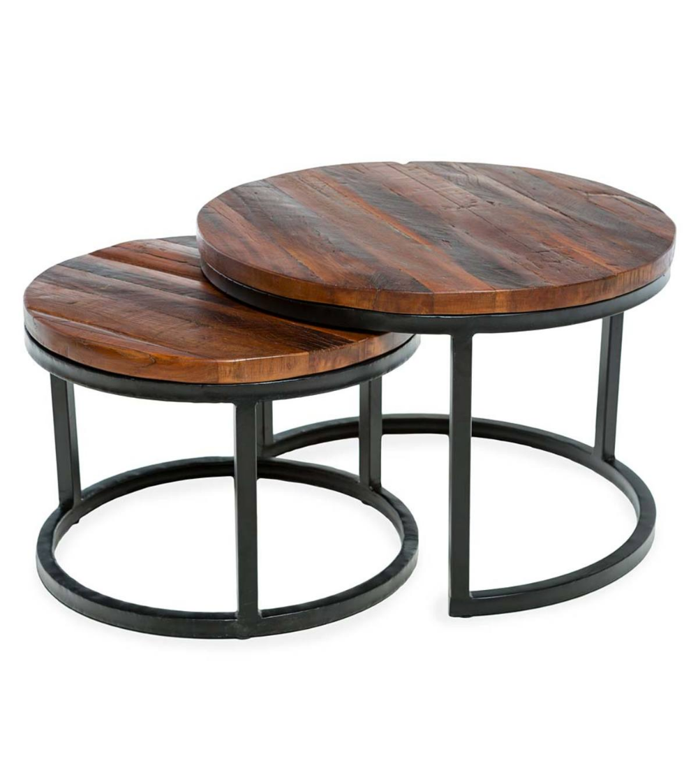 Allegheny Reclaimed Wood Round Nesting Tables, Set Of 2 | Nesting ... intended for Lacey 24 In. W Round Wood Set Of 2 Nesting Tables