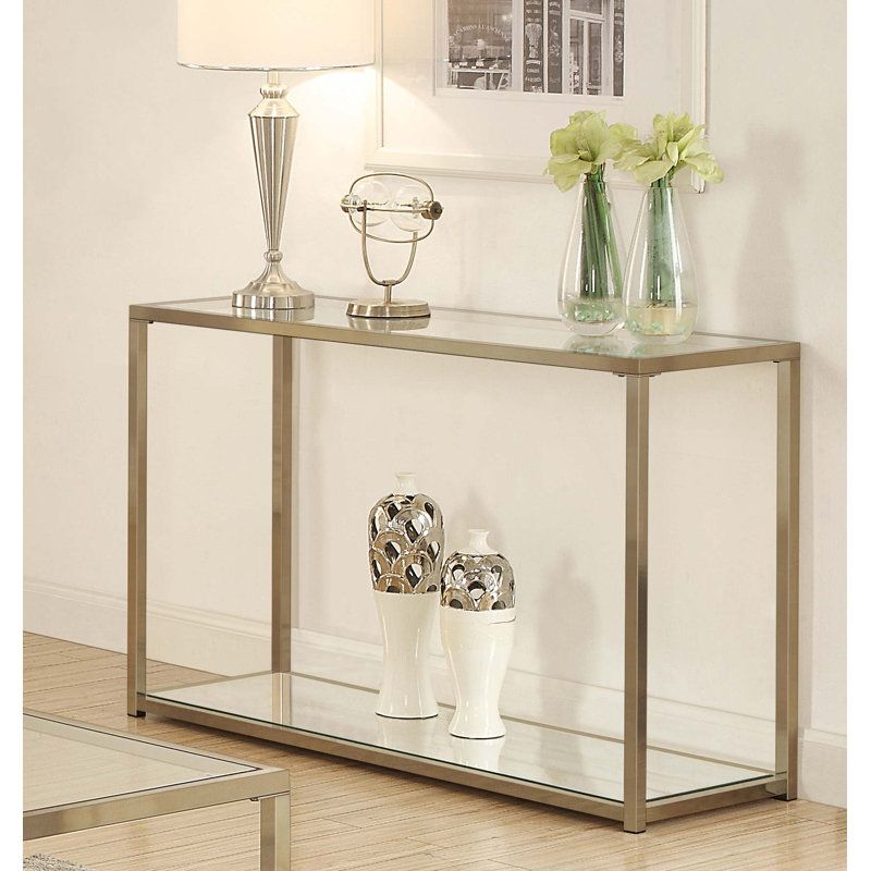 Alma Cora Glass Top Entryway Console Table | Wayfair inside Styling Secrets How to Make Your Cora Glass Top Console Table Shine