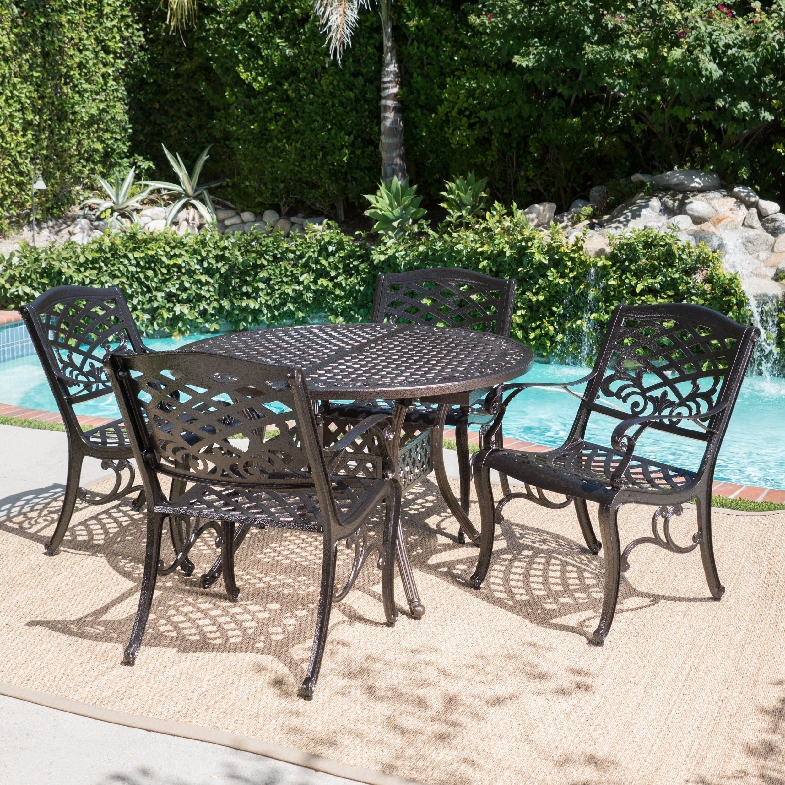 Aluminum Outdoor Dining Sets - Bed Bath & Beyond regarding Covington Sarasota Traditional Outdoor 4-Seater Cast Aluminum Dining Set
