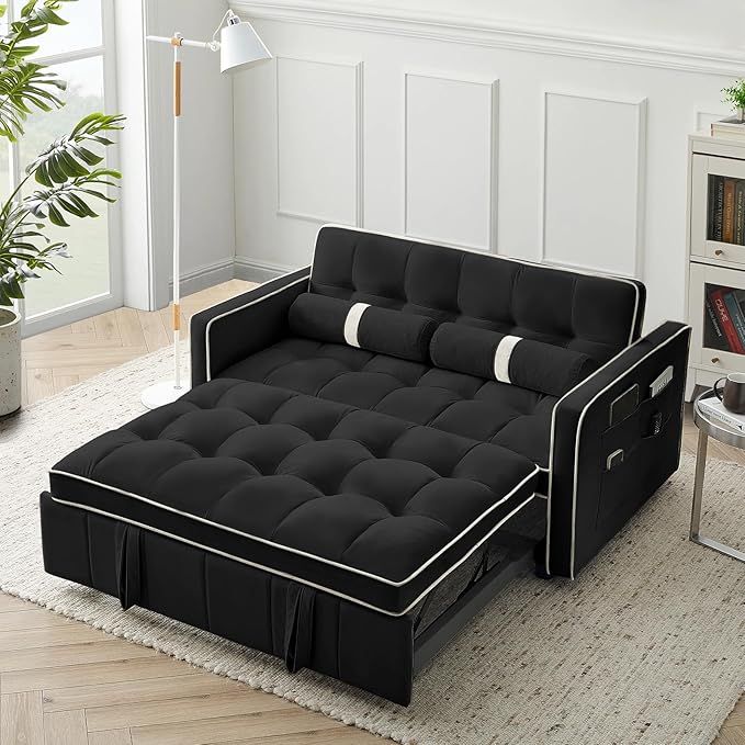 Amazon.com: 3-In-1 Convertible Sleeper Sofa Bed,55.5" Modern Tufted ... inside Designing Cozy Sleeping Solutions That Don't Compromise on Style