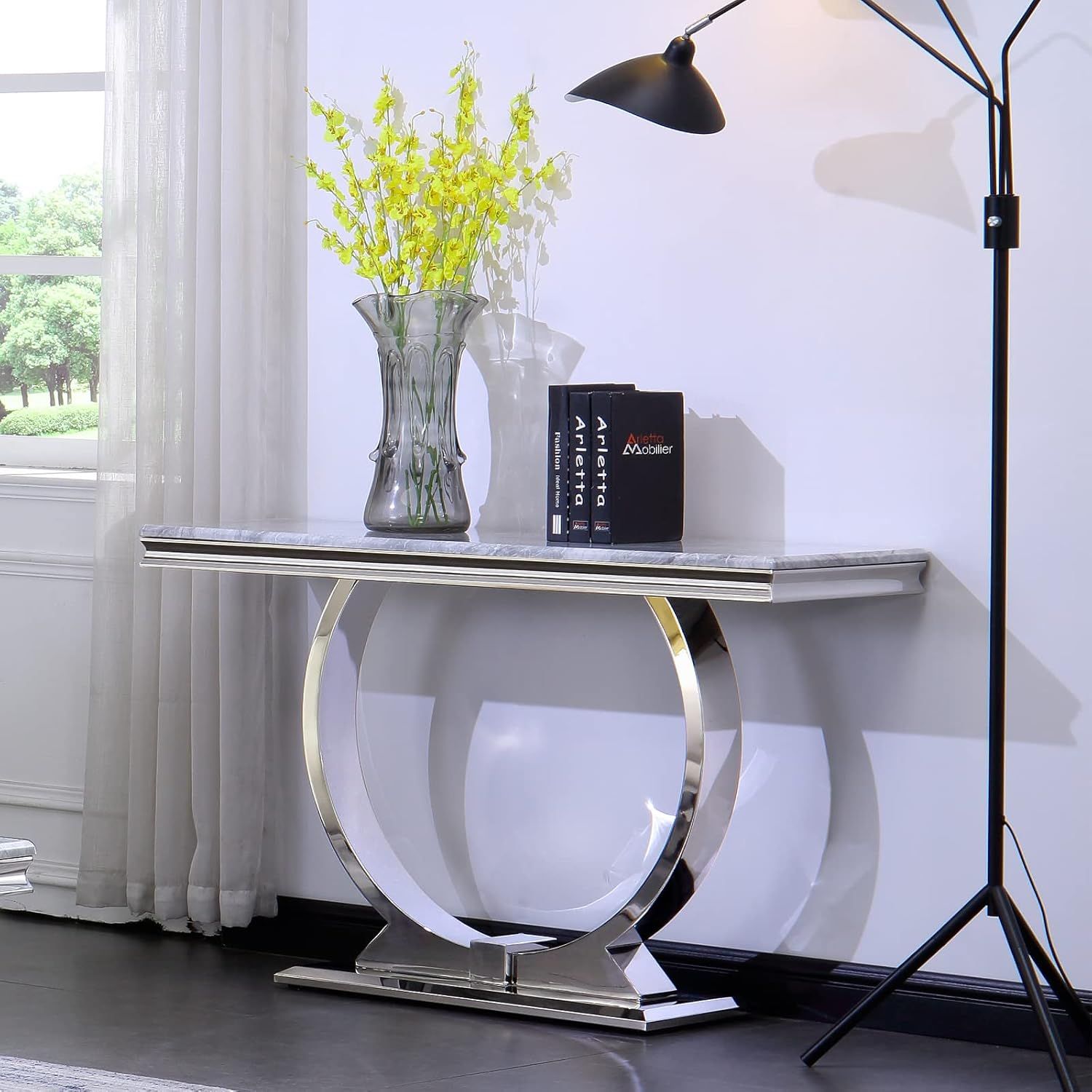Amazon.com: Acedécor Modern Console Table For Entryway, Mirrored Sofa ... with regard to Creating Visual Balance Through Contemporary Table Design Principles