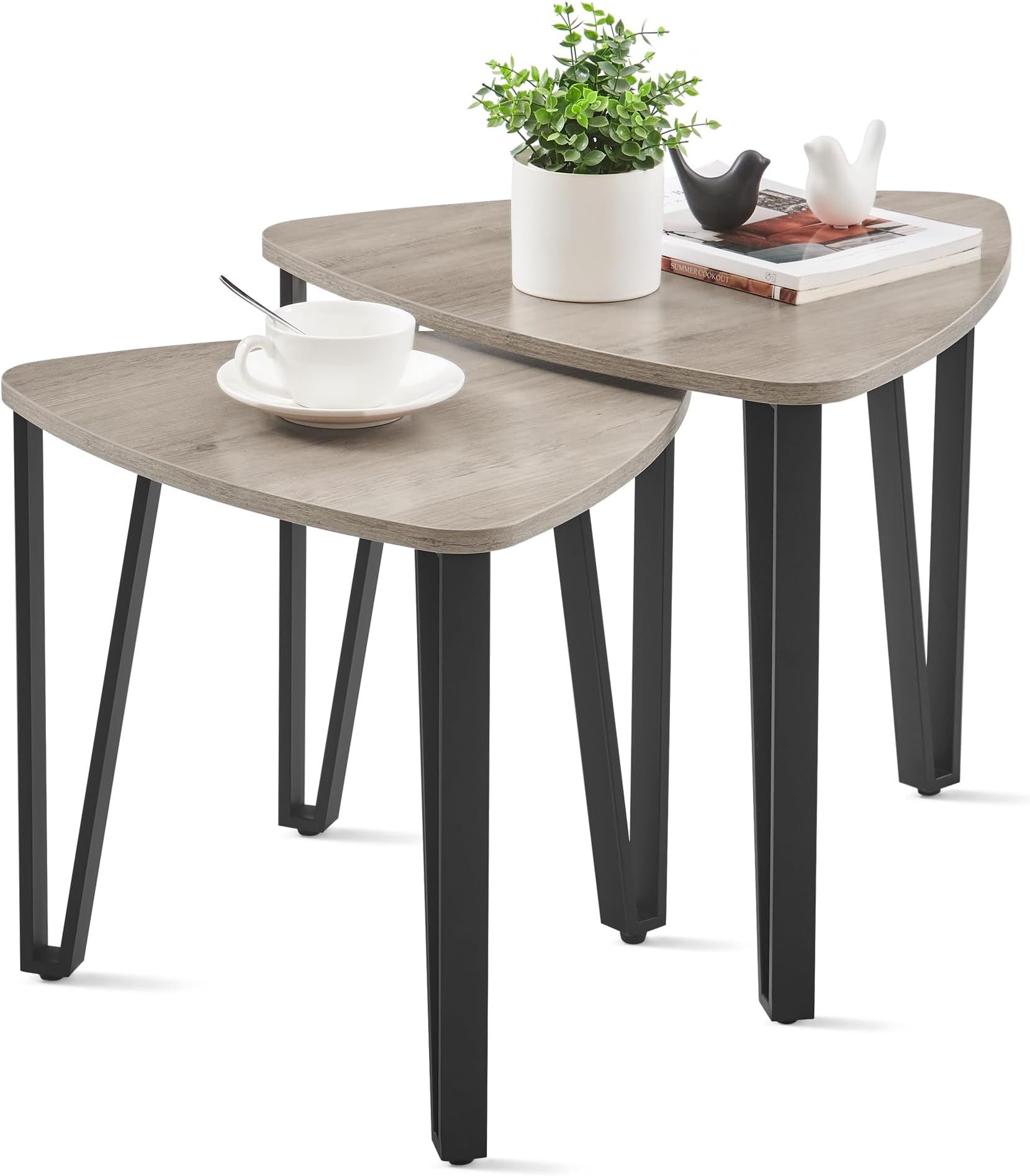 Amazon.com: Babion Nesting Tables Set Of 2, Round Nesting Coffee Table ... in Creating Flow and Functionality With Black Nesting Tables in Your Home