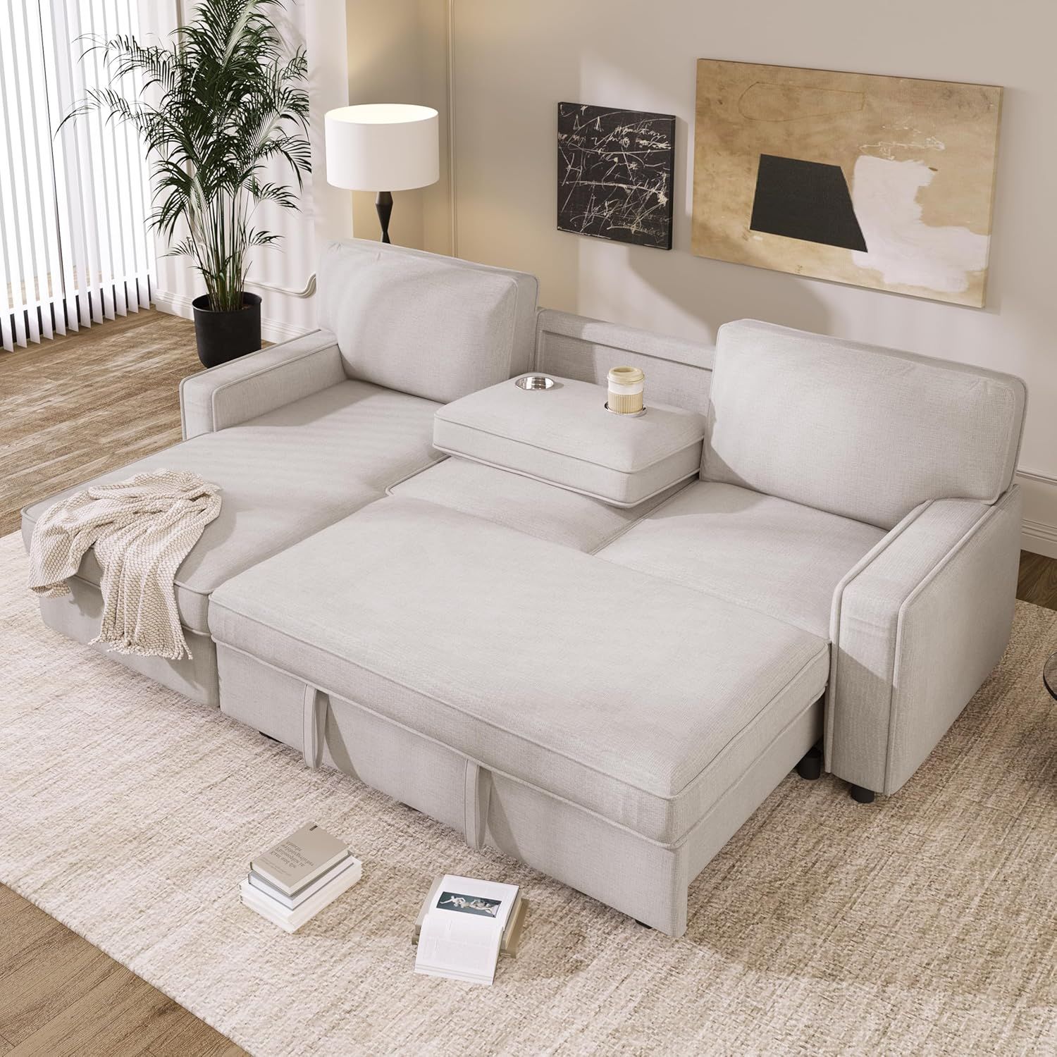 Amazon.com: Ball & Cast 89" Sleeper Sofa, L Shaped Sectional Couch With ... throughout Versatile Sleeper Sofa With Chaise, Foam Cushions & Easy Fold-Out Design, Gray