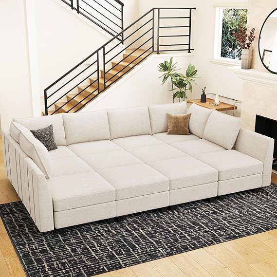 Amazon.com: Belffin Oversized Modular Sectional Sofa Sleeper Sectional ... with regard to Unlocking Versatility The Beige Chenille Sofa Bed with Smart Storage