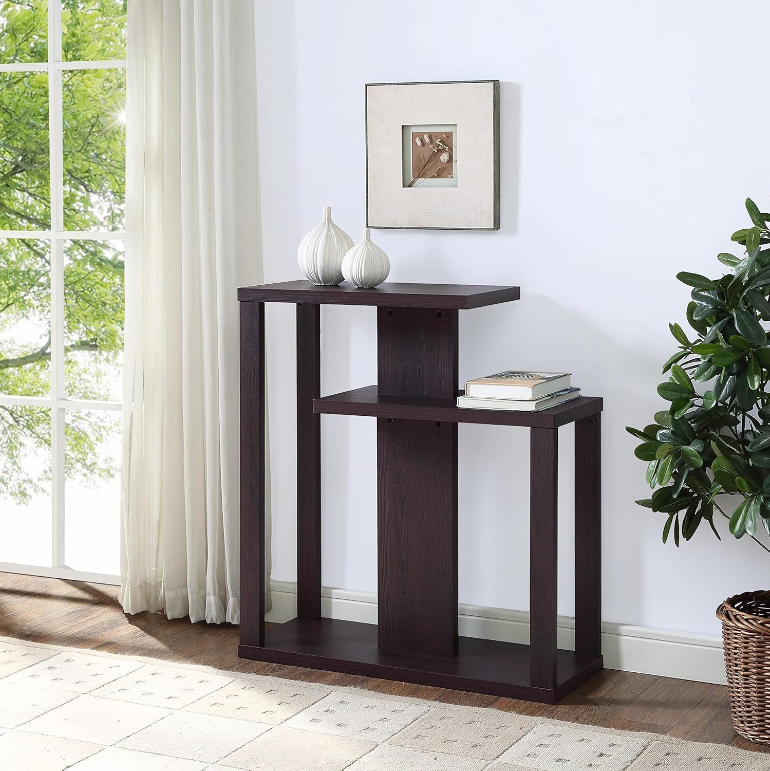 Amazon.com: Cappuccino Finish Hall Console Sofa Entry Accent Table ... throughout Storage Solutions for Modern Entry Halls and Foyers