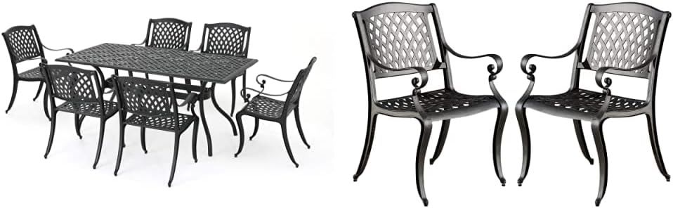 Amazon.com: Christopher Knight Home Cayman Outdoor 6-Seater Cast ... within Hallandale Outdoor 6-Seater Cast Aluminum Dining Set