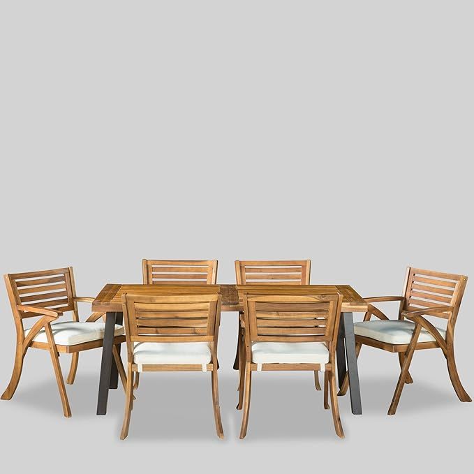 Amazon.com: Christopher Knight Home Desoto Acacia Wood Patio Dining Set ... within Understanding the Durability Benefits of Teak Finish Acacia Wood Outdoor Furniture