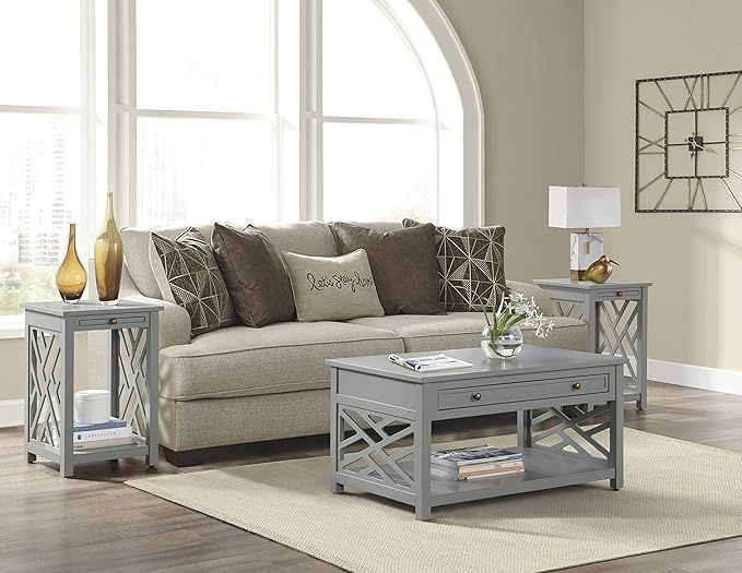 Amazon.com: Coventry 36" Coffee Table With Drawer And Two End Tables With Tray, Set Of 3 : Home ... pertaining to Coventry 36" Coffee Table, Drawer And Two End Tables, Drawer, White