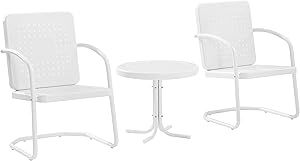 Amazon.com: Crosley Furniture Bates 3-Piece Outdoor Chair And Side ... inside Bates 3-Piece Outdoor Chair Set, Turquoise Gloss Side Table And 2 Chairs
