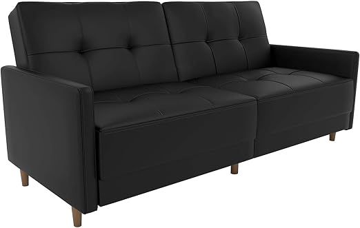 Amazon.com: Dhp Andora Coil Futon Sofa Bed Couch With Mid Century ... pertaining to Dhp Andora Modern Coil Faux Leather Convertible Sleeper Sofa In White