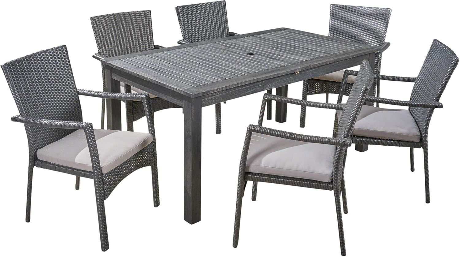 Amazon.com: Great Deal Furniture Gdfstudio Outdoor 7 Piece Wood And ... with regard to Designing outdoor living spaces with durable wicker dining sets