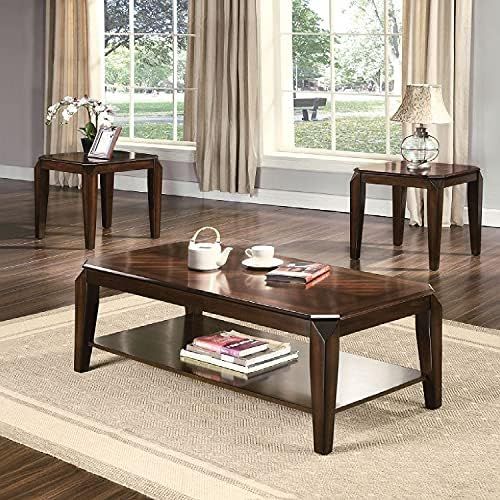 Amazon.com: Harper & Bright Designs 3 Piece Coffee Table Set For Living ... regarding Contemporary 3-Piece Coffee Table Set With Angled Legs And Extra Storage Shelf, Charcoal/Gray