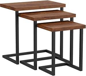Amazon.com: Hillsdale Emerson 3 Piece Nesting End Table Set In Natural ... with Emerson 3-Piece Table Set, Nickel