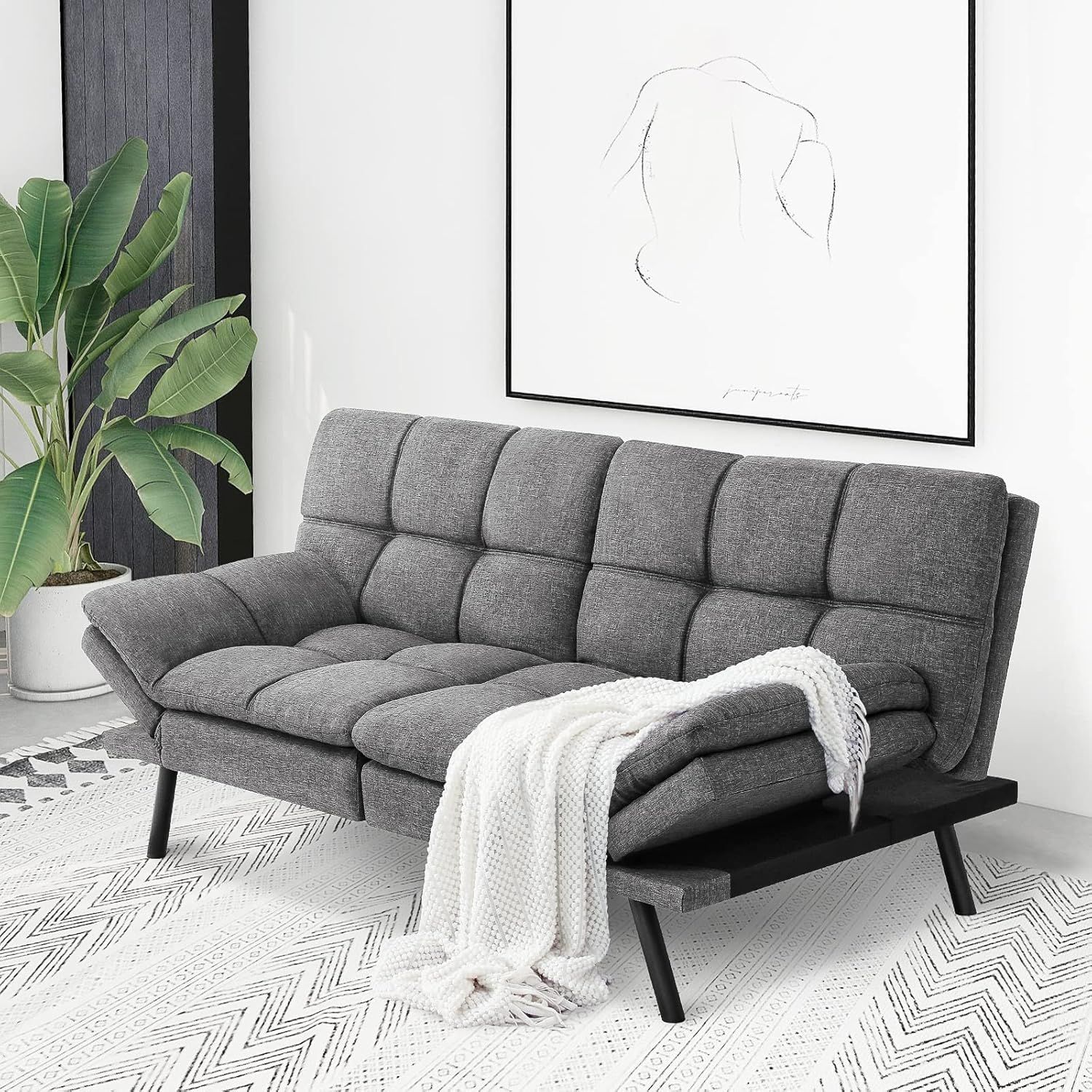 Amazon.com: Iululu Futon Sofa Bed, Modern Convertible Futon Sleeper ... regarding The Art of Choosing the Right Gray Futon Sofa for Your Home