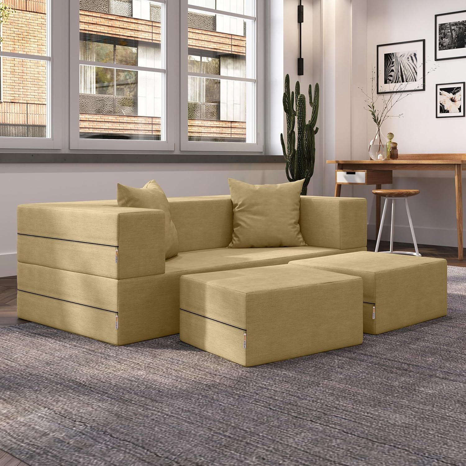 Amazon.com: Jaxx Zipline Convertible Sleeper Loveseat & Ottomans ... in Design considerations for modern sleeper sofa seating solutions