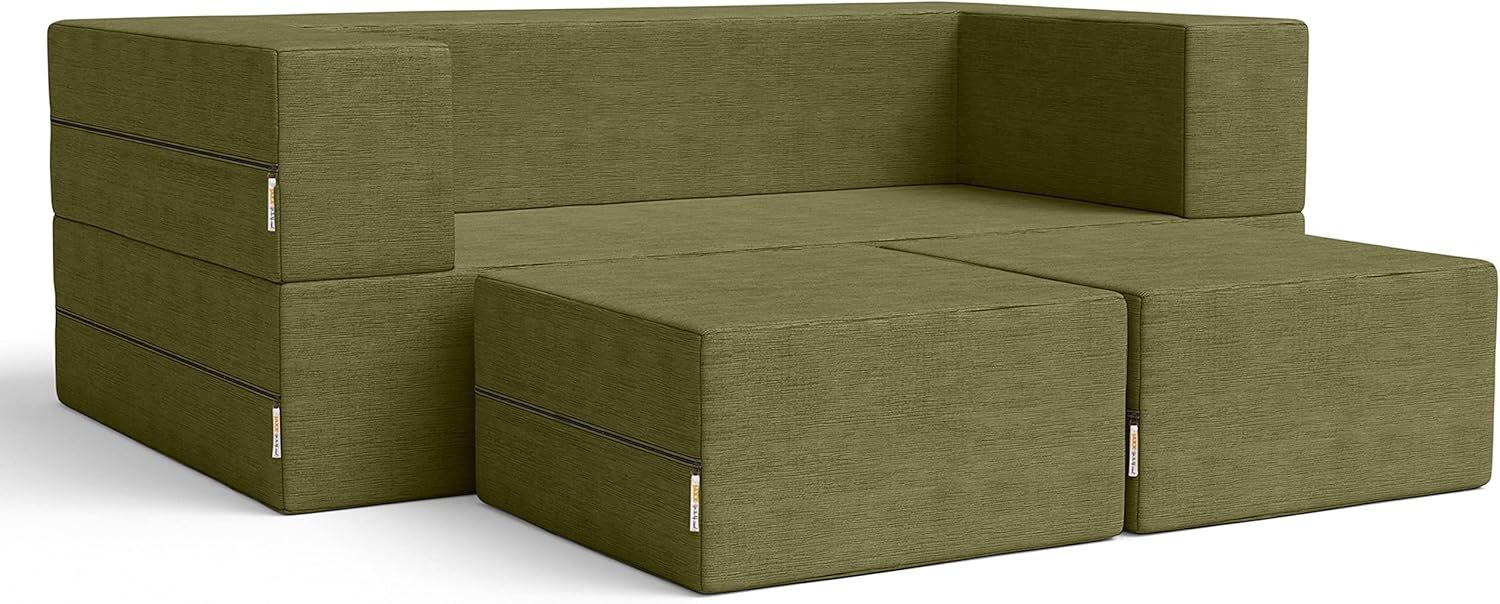 Amazon.com: Jaxx Zipline Convertible Sleeper Loveseat & Ottomans/Queen ... in Design considerations for modern sleeper sofa seating solutions