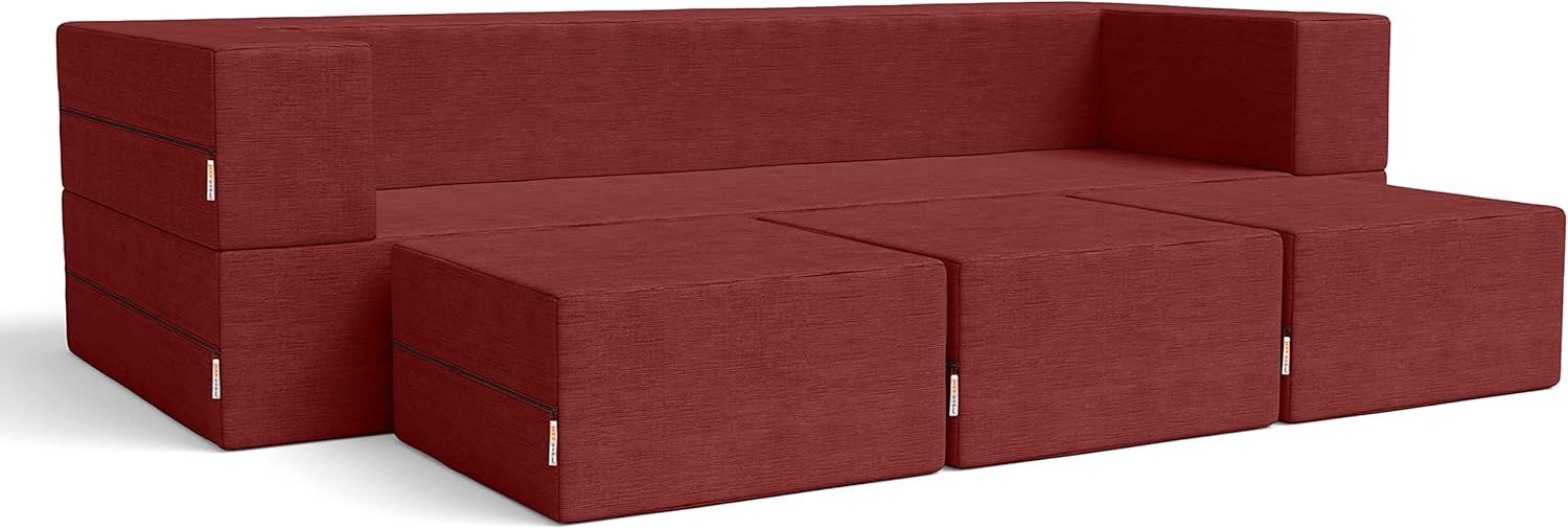 Amazon.com: Jaxx Zipline Convertible Sleeper Sofa & Three Ottomans ... inside Design considerations for modern sleeper sofa seating solutions